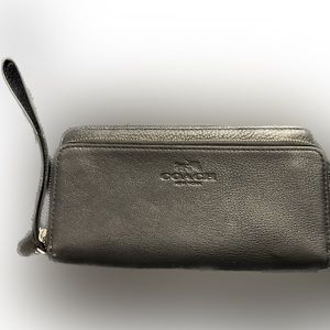 Black Coach wallet with wristlet holder
